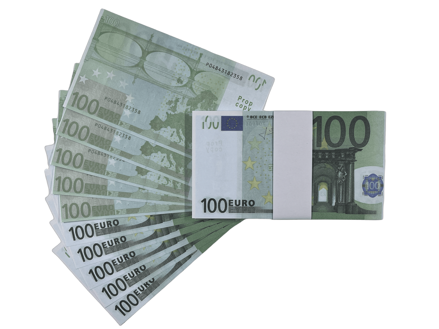 Prop Money 100 Euro €10,000 bills Full Print Prop Euro Stack