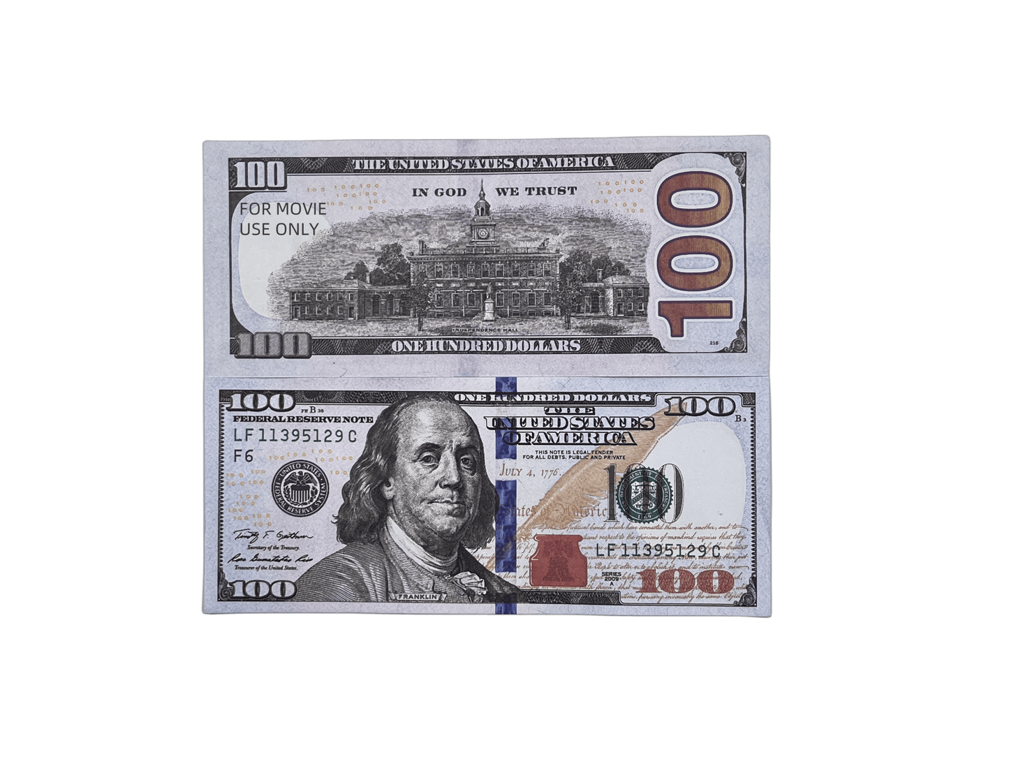 100PCS $10,000 Full Print Prop Money Stack