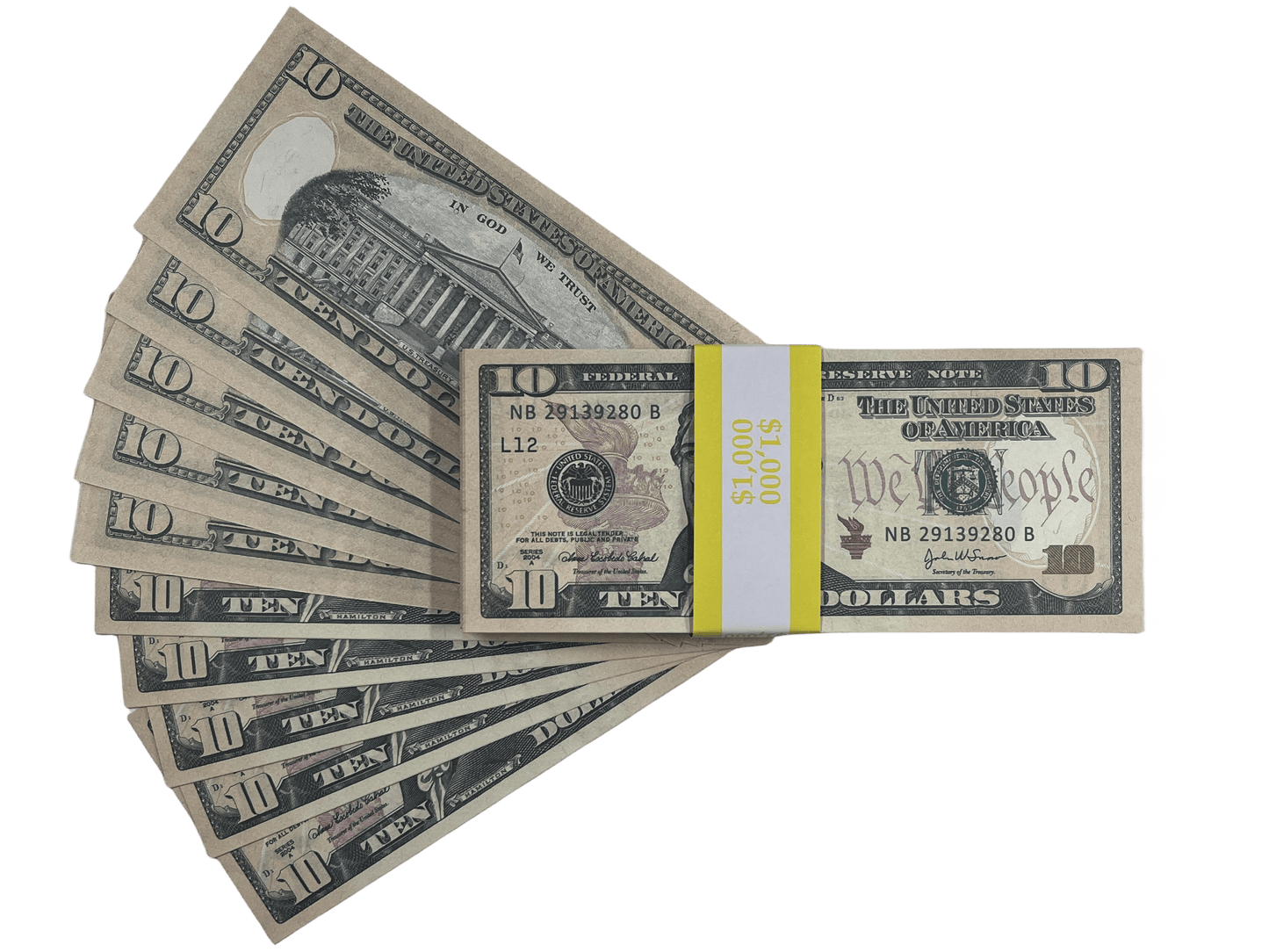100PCS $1,000 Full Print Prop Money Stack