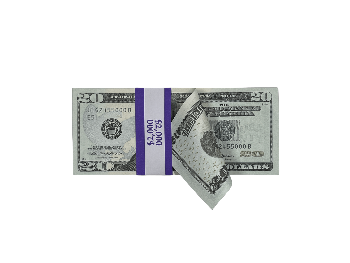 100PCS $2,000 Full Print Prop Money Stack