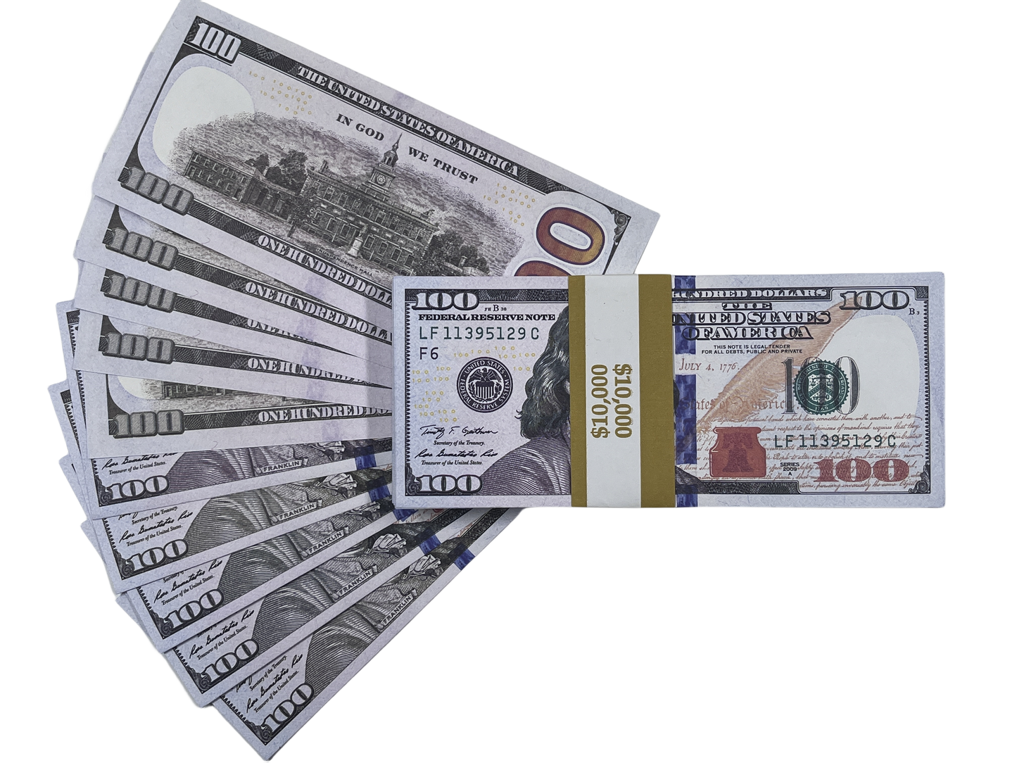 1000PCS $100,000 Full Print Prop Money Stack