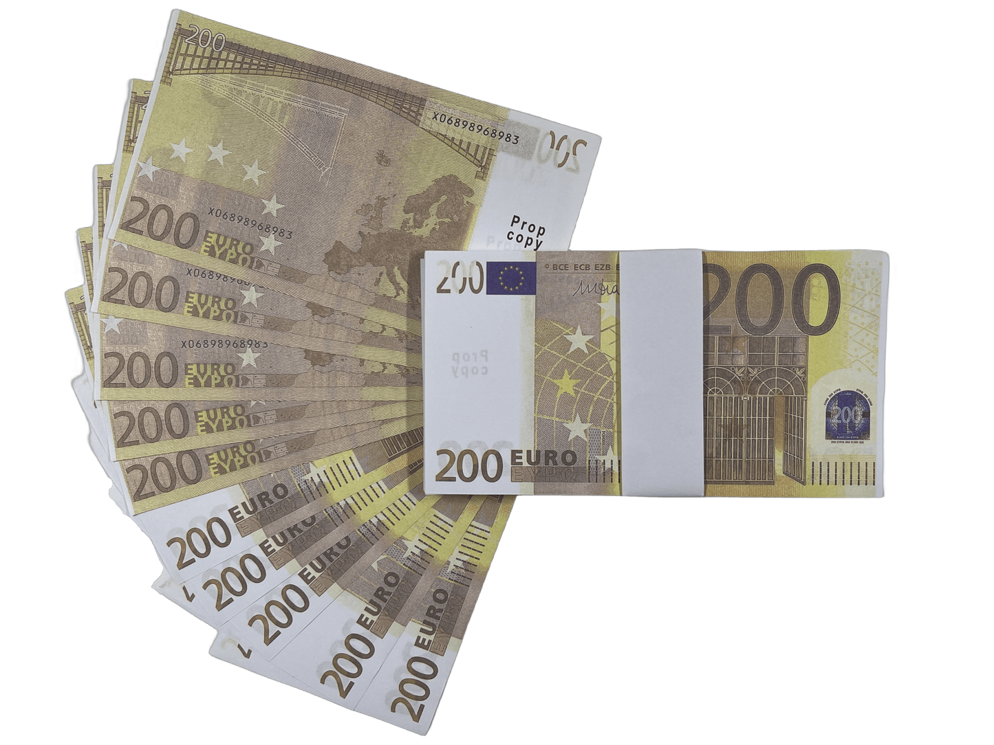 Prop Money 200 Euro €20,000 bills Full Print Prop Euro Stack