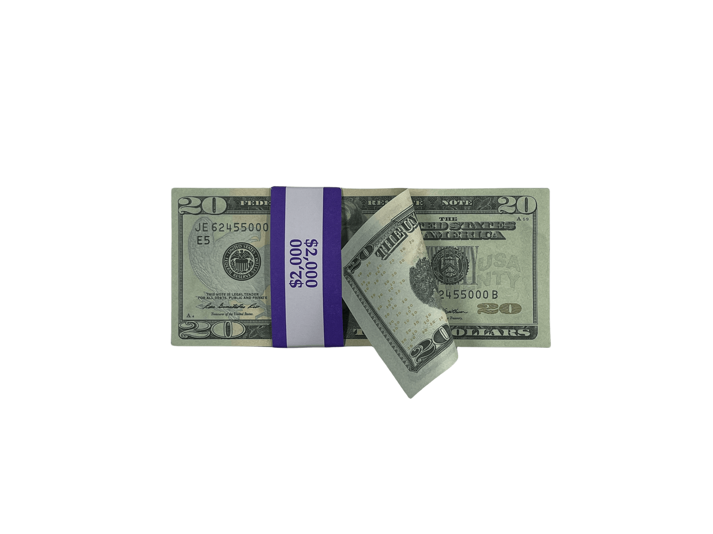 100PCS $2,000 Full Print Prop Money Stack