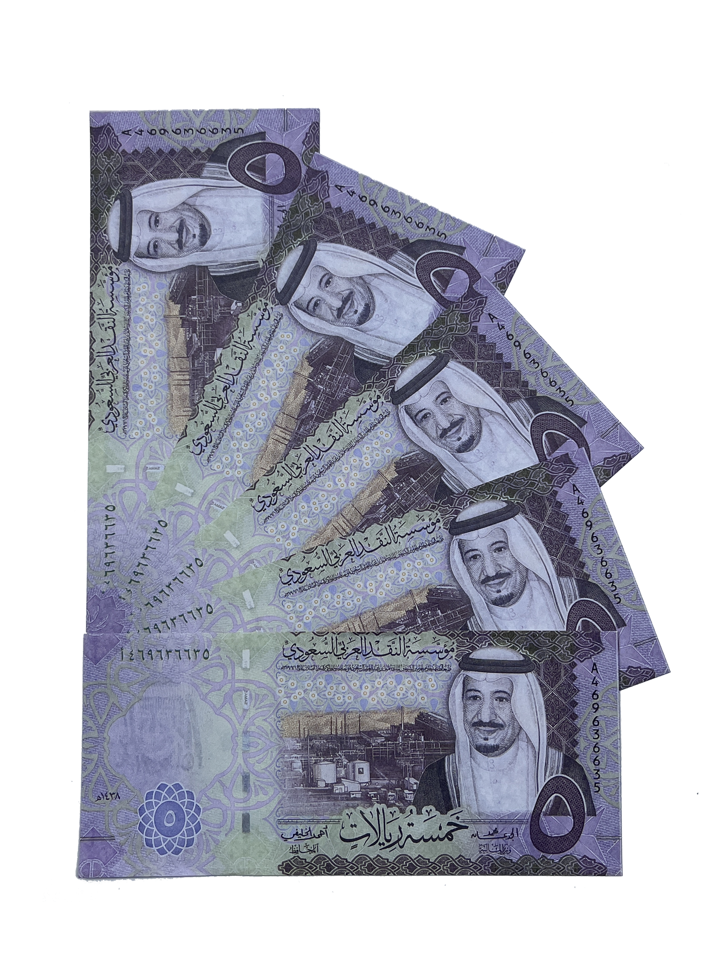Series 5SAR ‘s Aged 50 Saudi Riyals Full Print Prop Money Stack