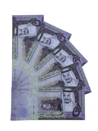 Series 5SAR ‘s Aged 50 Saudi Riyals Full Print Prop Money Stack